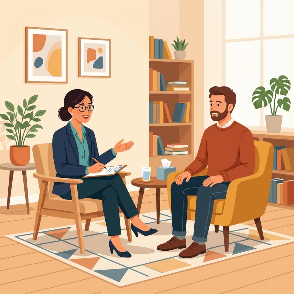 Psychology therapy session vector illustration
