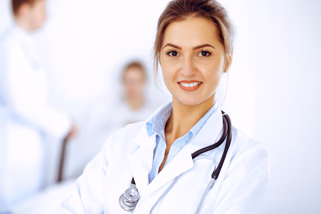 Professional female physician smiling